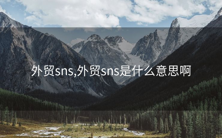 外贸sns,外贸sns是什么意思啊