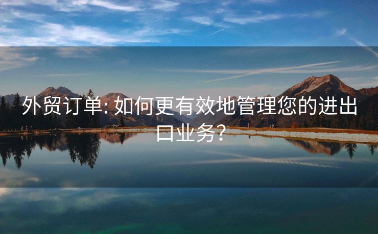 外贸订单: 如何更有效地管理您的进出口业务？